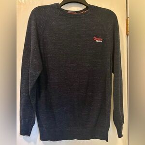 Superdry Pullover Sweater Dark Navy Blue Premium Cotton Orange Label Size Medium